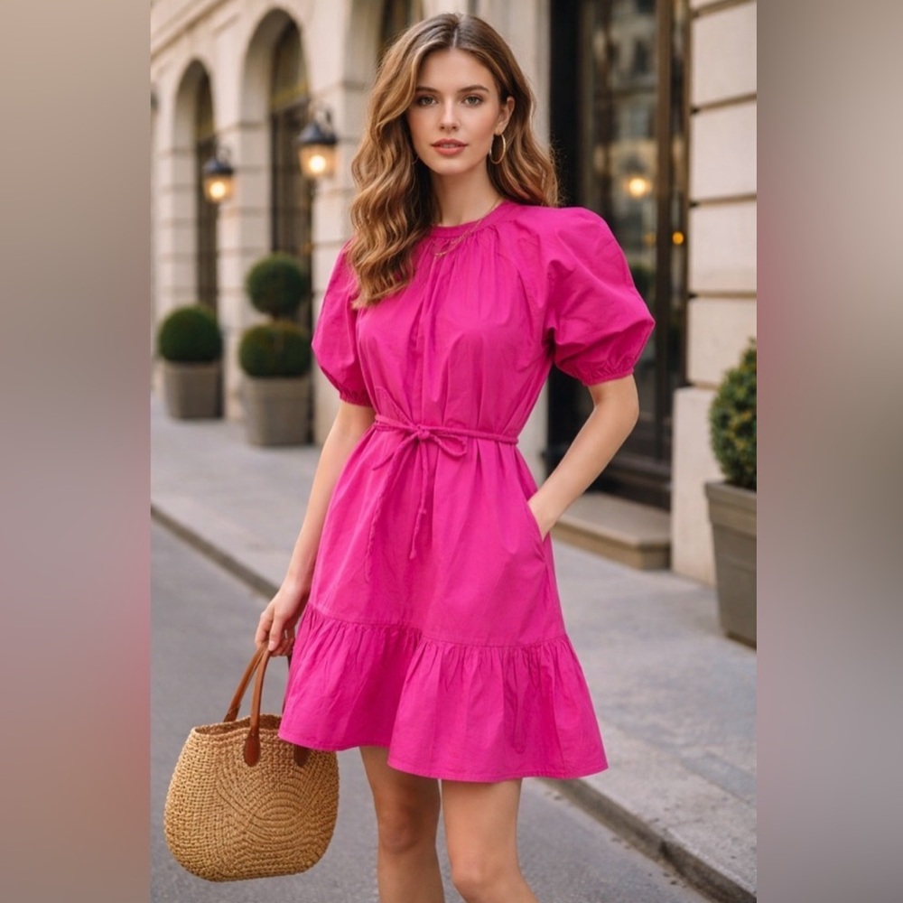 APIECE APART Emelian Mini Dress - Azalea is Color